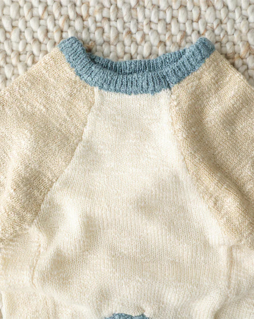 Monaco Bay Blue Colorblock Slub Sweater