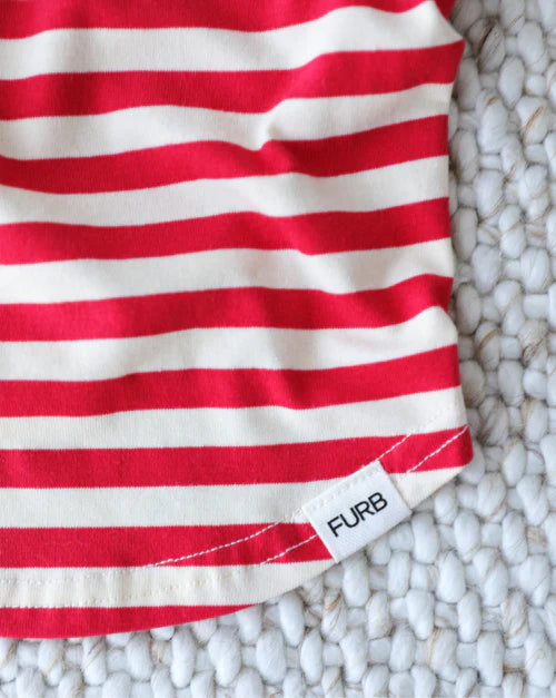 Pup Rally Red + Ivory Striped Dog Tank