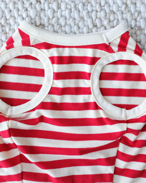 Pup Rally Red + Ivory Striped Dog Tank