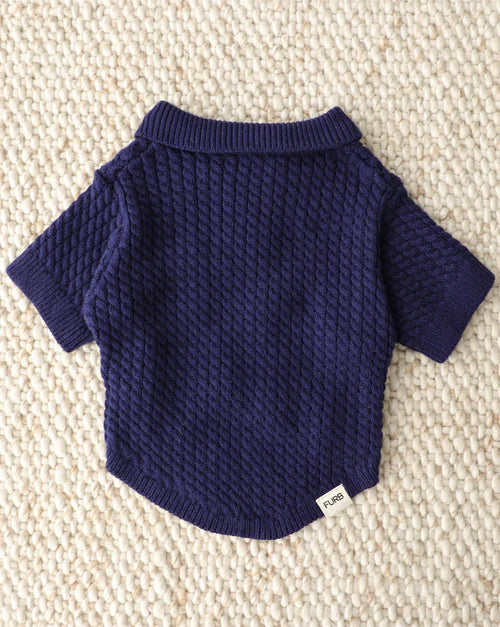 Little Skipper Navy Cable Knit Polo Sweater