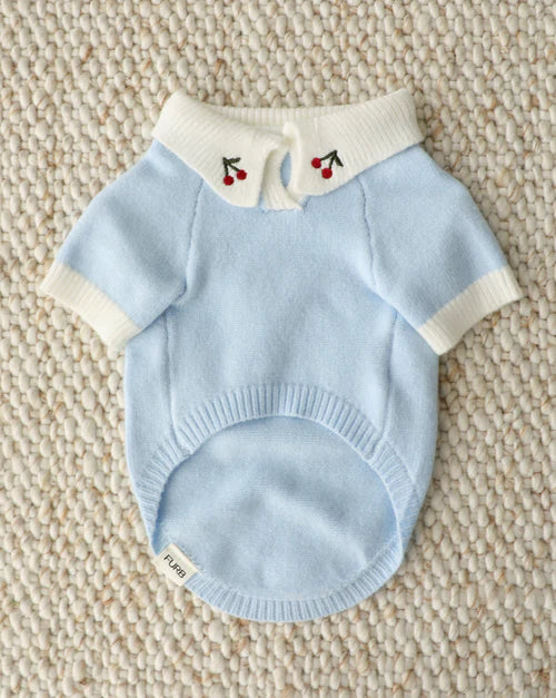 Cherry On Top Light Blue Polo Dog Sweater