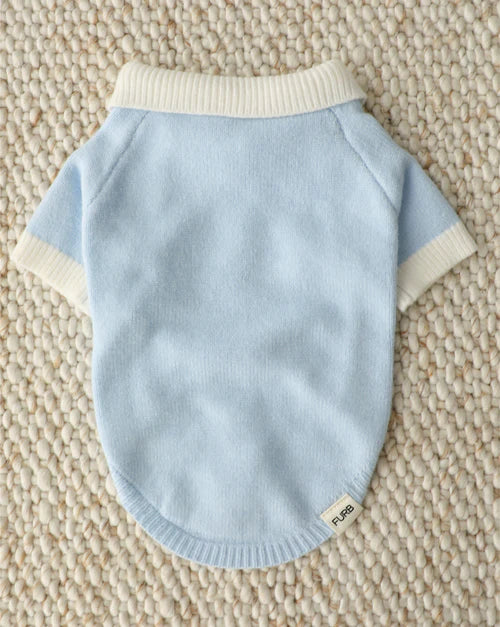 Cherry On Top Light Blue Polo Dog Sweater