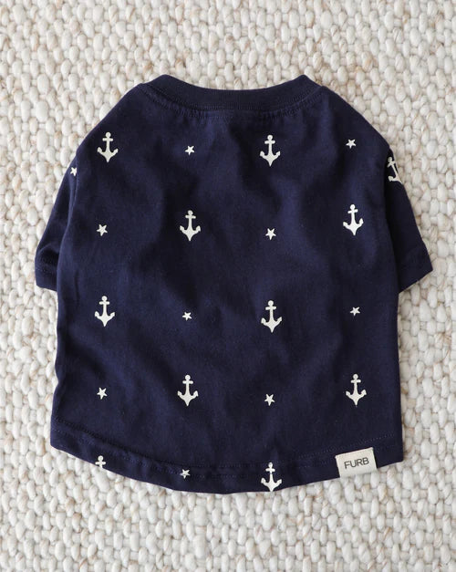 Casual Cutie Blue Anchor Relaxed Dog T-Shirt
