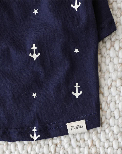 Casual Cutie Blue Anchor Relaxed Dog T-Shirt