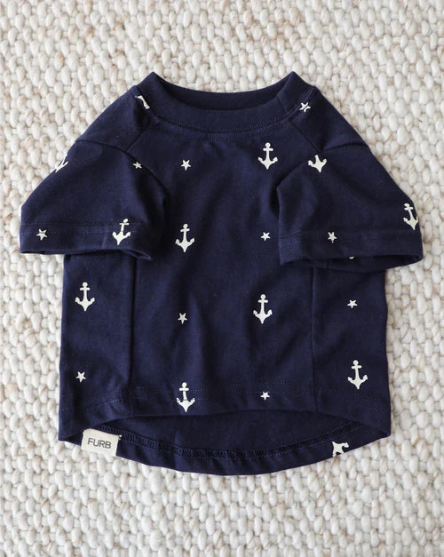 Casual Cutie Blue Anchor Relaxed Dog T-Shirt