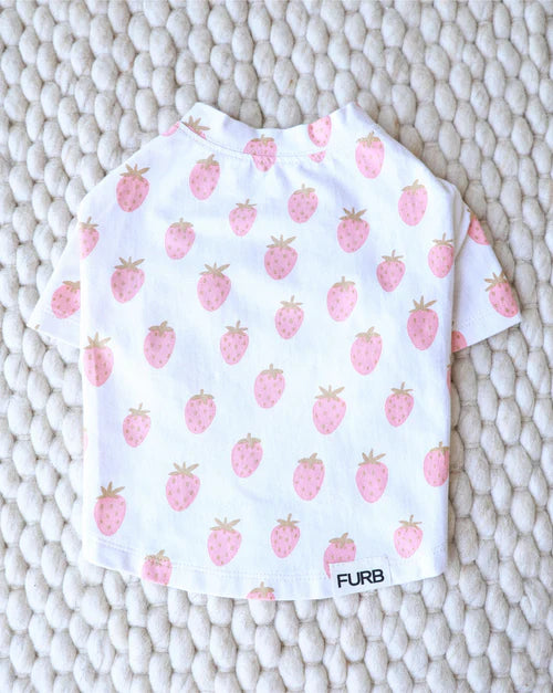 Stay Sweet Strawberry Print Dog T-Shirt