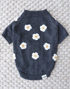 Petal Perfect Grey Daisy Dog Sweater