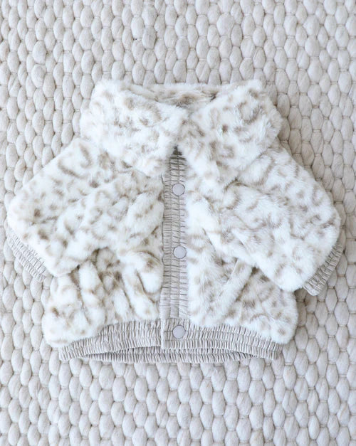 Broadway Snow Leopard Faux Fur Dog Jacket