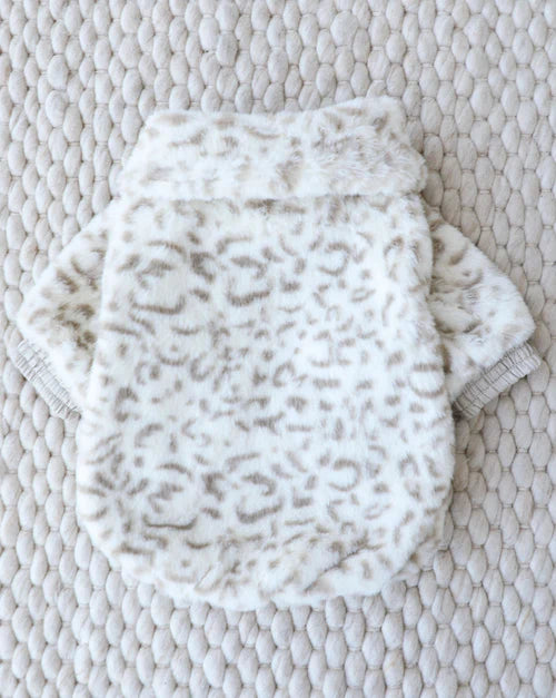 Broadway Snow Leopard Faux Fur Dog Jacket