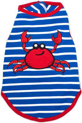 The Worthy Dog - Crab Tee Dog Shirt, Royal Blue/White