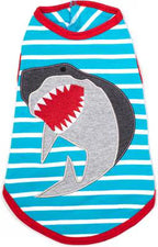The Worthy Dog - Jaws Tee Dog Shirt, Light Blue/White