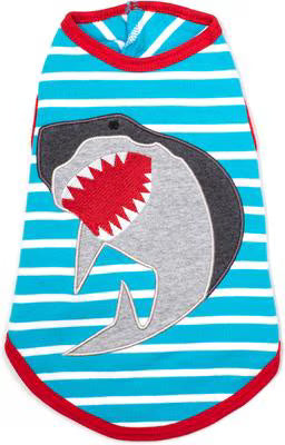 The Worthy Dog - Jaws Tee Dog Shirt, Light Blue/White