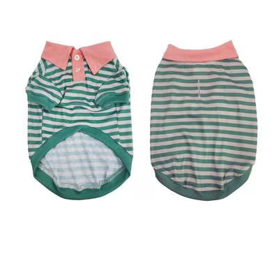 Max's Closet Striped Dog Polo Shirt, Green/Gray