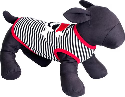 The Worthy Dog Pirate Tee Dog Shirt, Black/White