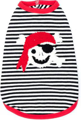 The Worthy Dog Pirate Tee Dog Shirt, Black/White
