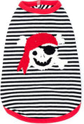 The Worthy Dog Pirate Tee Dog Shirt, Black/White
