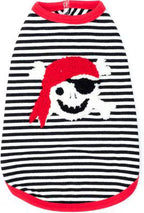 The Worthy Dog Pirate Tee Dog Shirt, Black/White