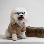 Like a Boss Two-fer Collared Tan Dog Sweater