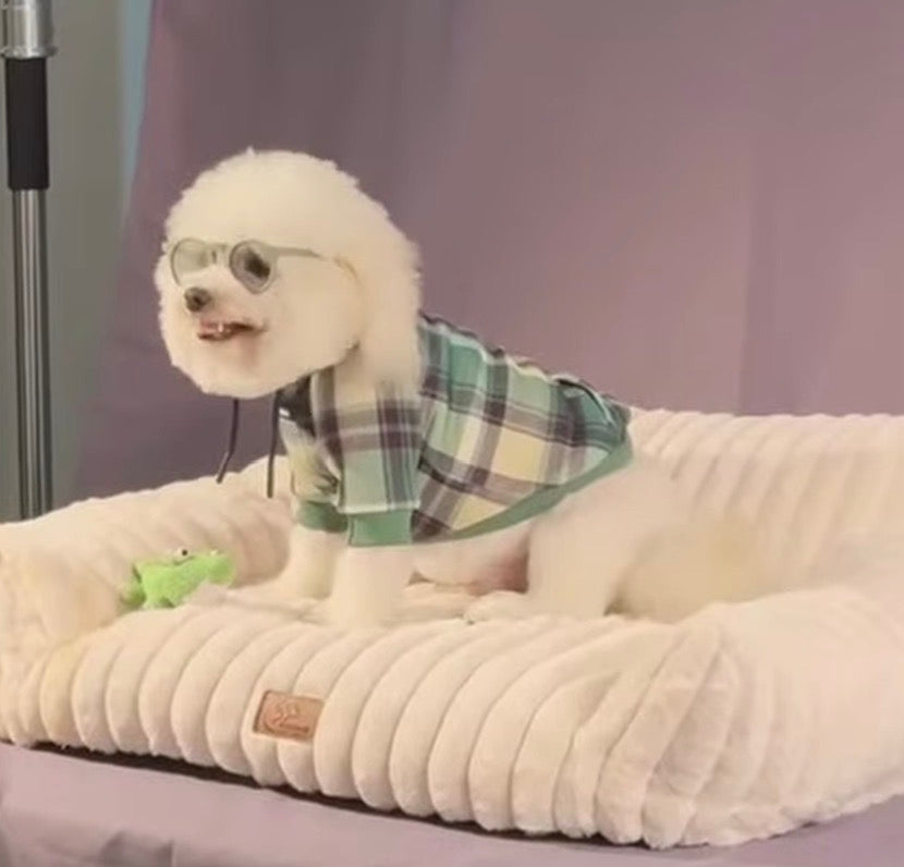 Green Plaid Dog Hoodie