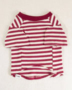 Playful Pooch Red + Ivory Striped Dog T-Shirt