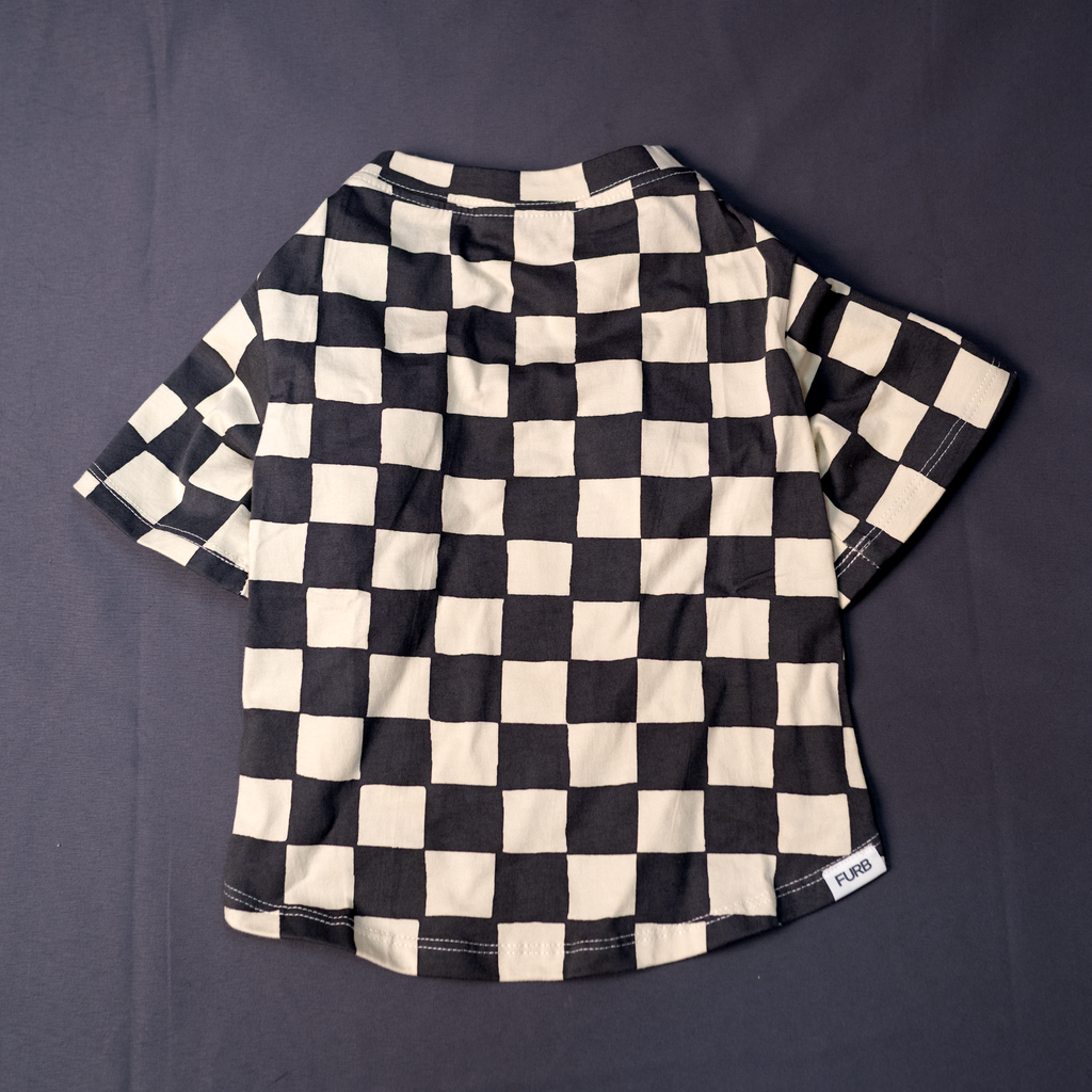 Make a Move Washed Black Check Print Dog T-Shirt