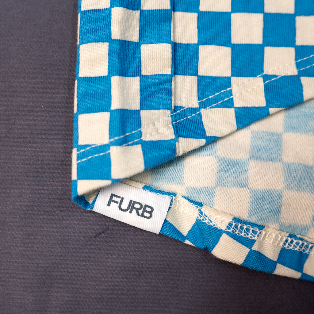 Make a Move Blue Mini Check Print Dog T-Shirt