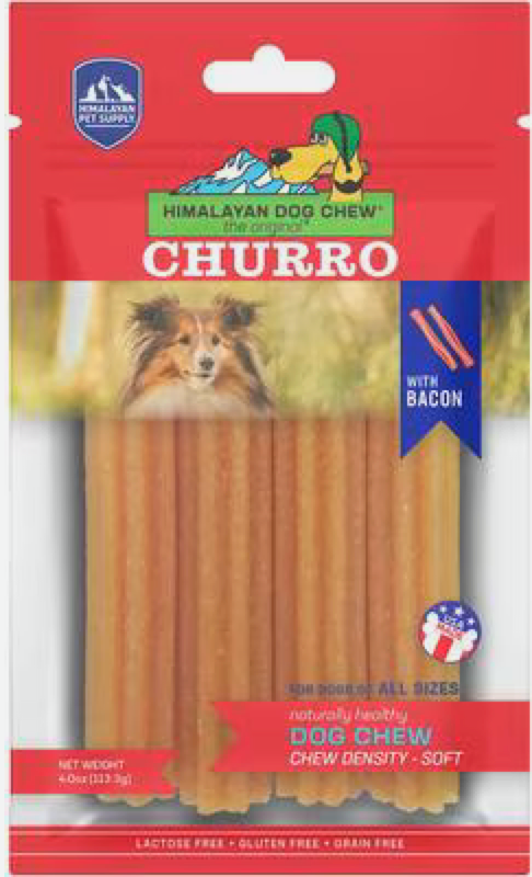 Himalayan Dog Chew yakyCHURRO Real Bacon Flavor Dog Treats, 4 count