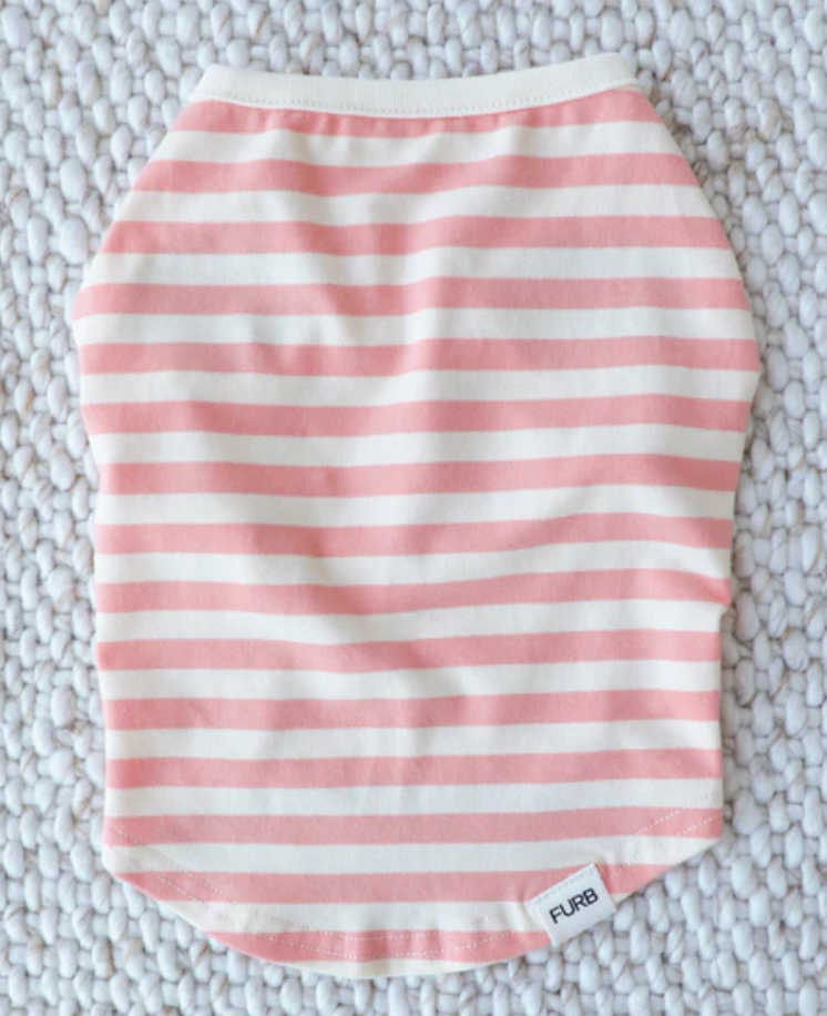 Pup Rally Peach + Ivory Striped Dog Tank