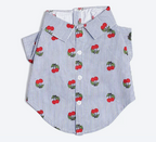 The Worthy Dog Cherries Dog Shirt, Blue/White