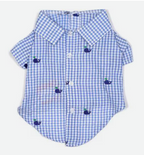 The Worthy Dog Gingham Whales Dog Shirt, Blue