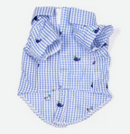 The Worthy Dog Gingham Whales Dog Shirt, Blue