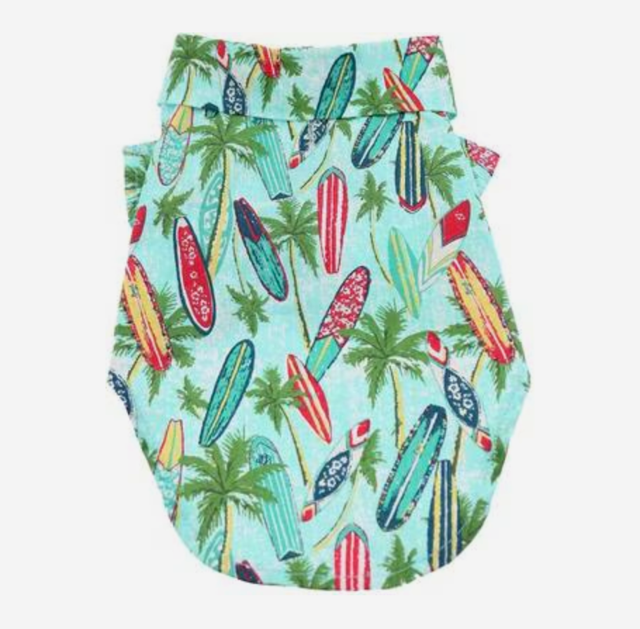 Hawaiian Surfboard & Palms Camp Shirt