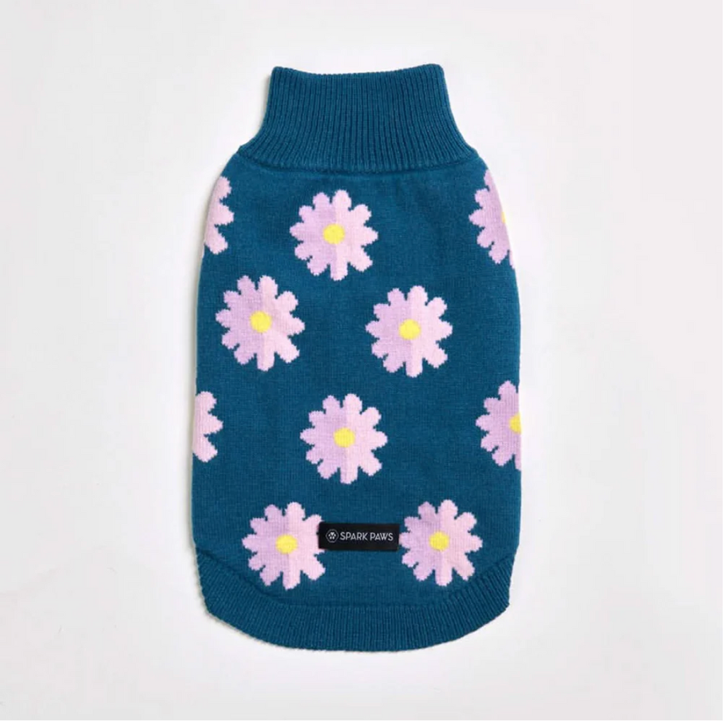 Knit Flower Dog Sweater