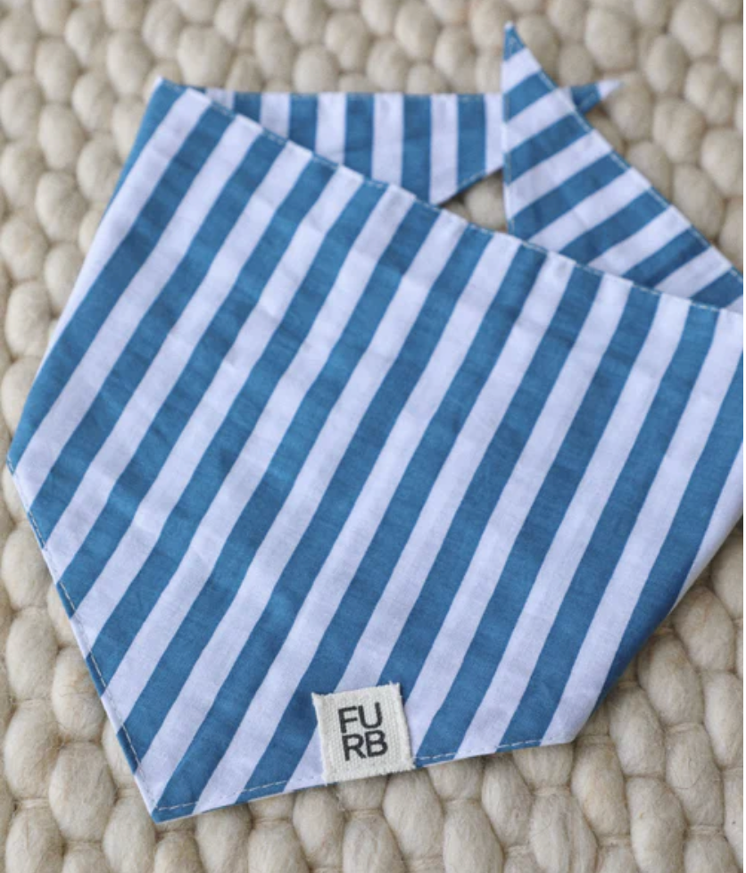 Paige Blue Striped Dog Bandana