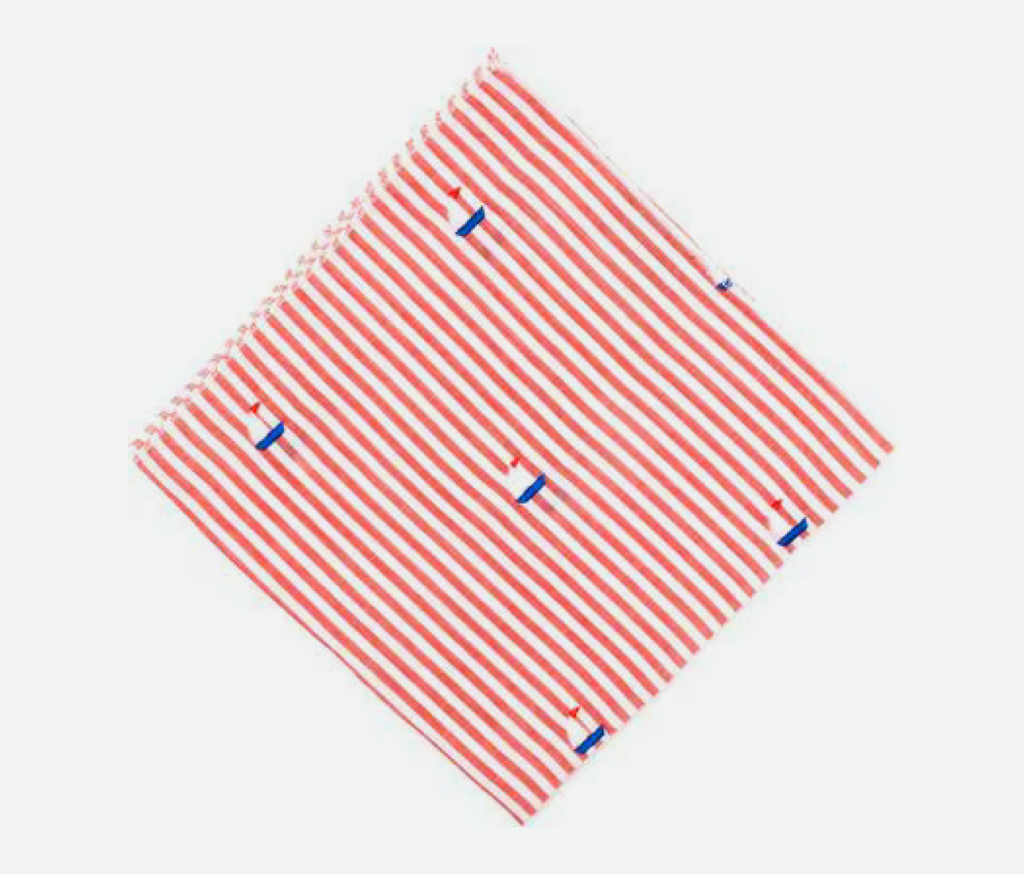 The Worthy Dog Red Stripe Sailboat Dog Bandana, Red/White