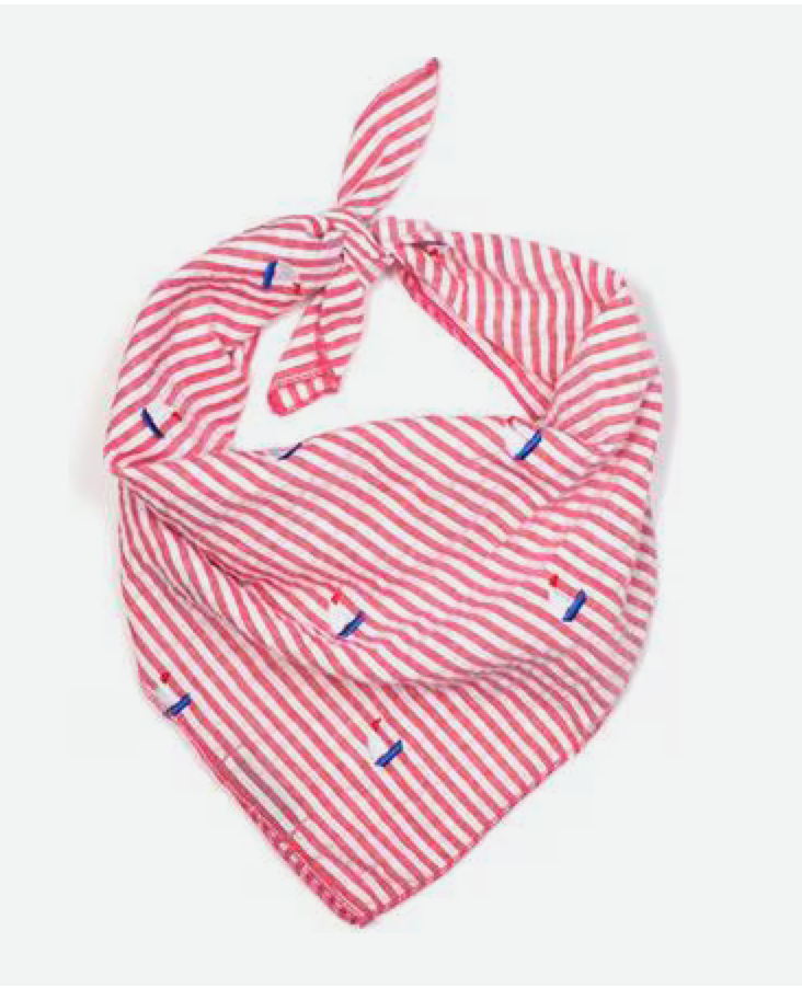 The Worthy Dog Red Stripe Sailboat Dog Bandana, Red/White