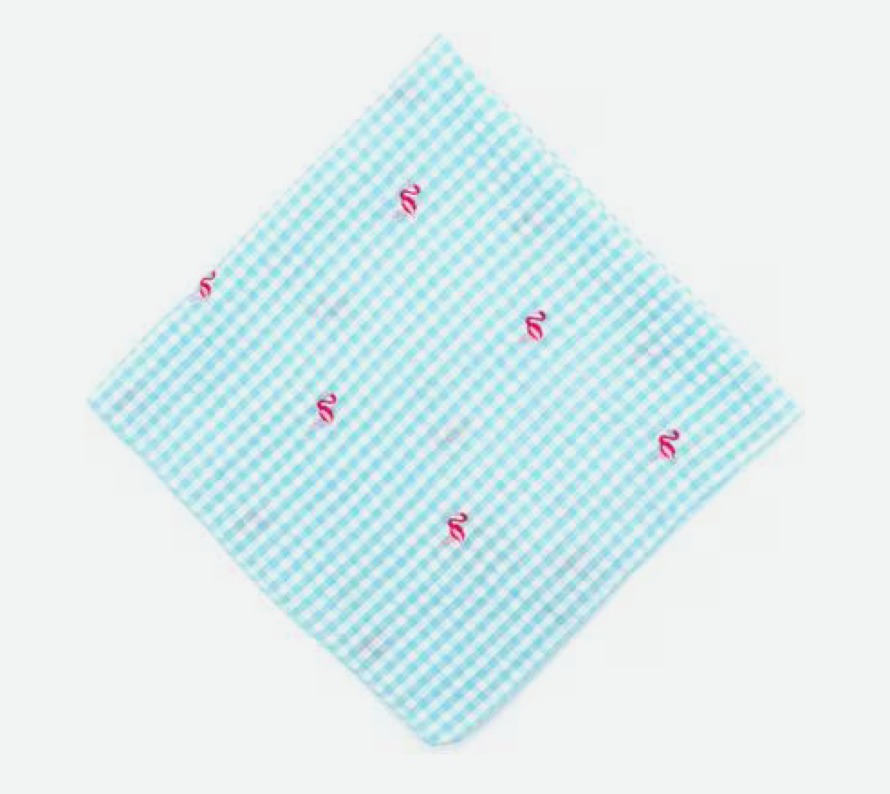 The Worthy Dog Gingham Flamingos Dog Bandana, Aqua