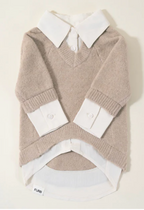 Like a Boss Two-fer Collared Tan Dog Sweater