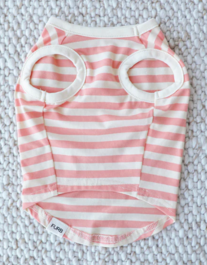 Pup Rally Peach + Ivory Striped Dog Tank