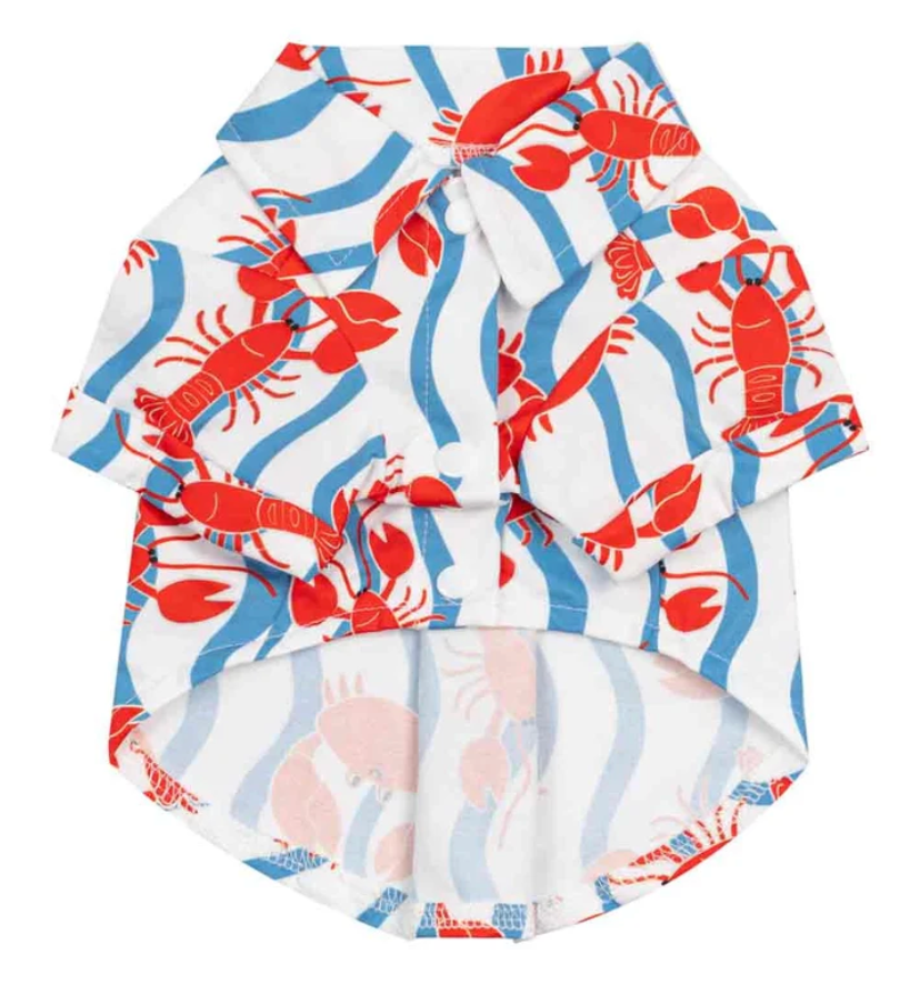 Crab and Lobster Button Up Dog Shirt