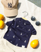 Casual Cutie Blue Anchor Relaxed Dog T-Shirt